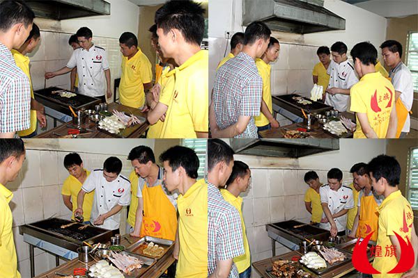 在东莞万江煌旗小吃培训机构学做炭火烧烤的学员