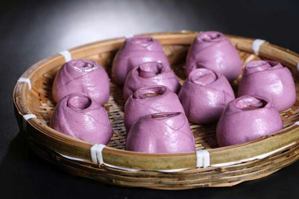 紫薯玫瑰花馒头怎么做